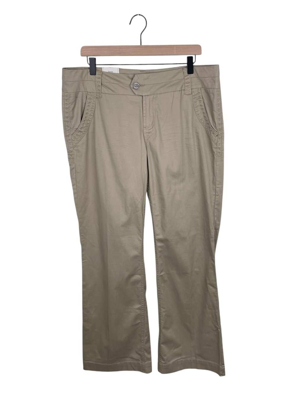 NEW BKE Casuals Serena Pant Size 32 Khaki Tan Mid-Rise Cotton Blend Curvy Fit